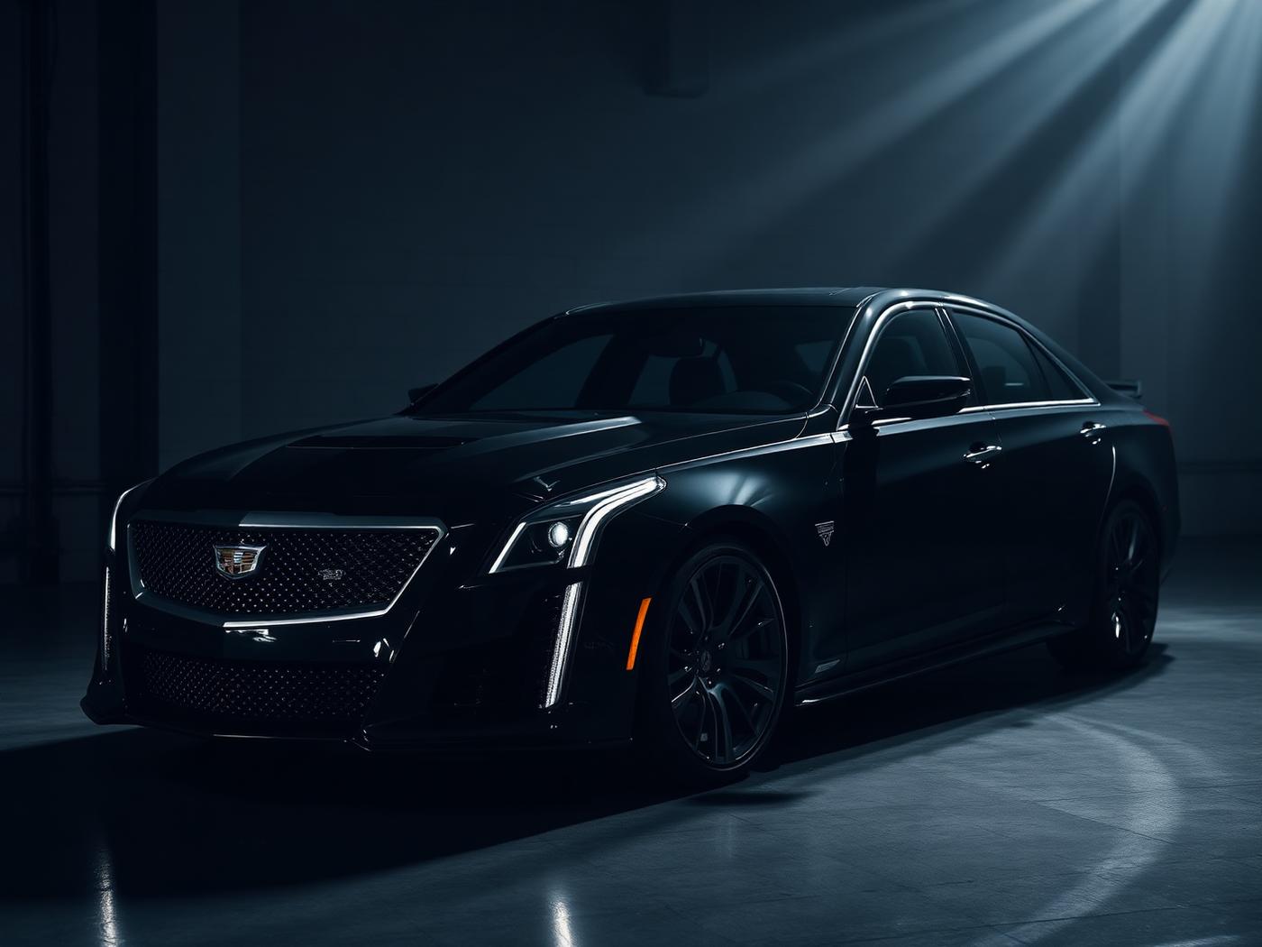 Black Cadillac CT5 after paint correction, ceramic coating, glass and caliper coating, stone chip touch-up and interior detailing