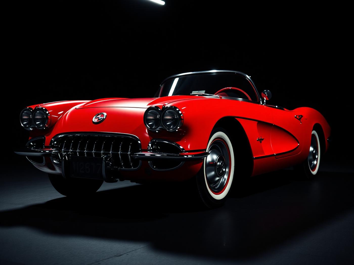 1958 Chevrolet Corvette in deep red during a snow-foam hand wash and full decontamination